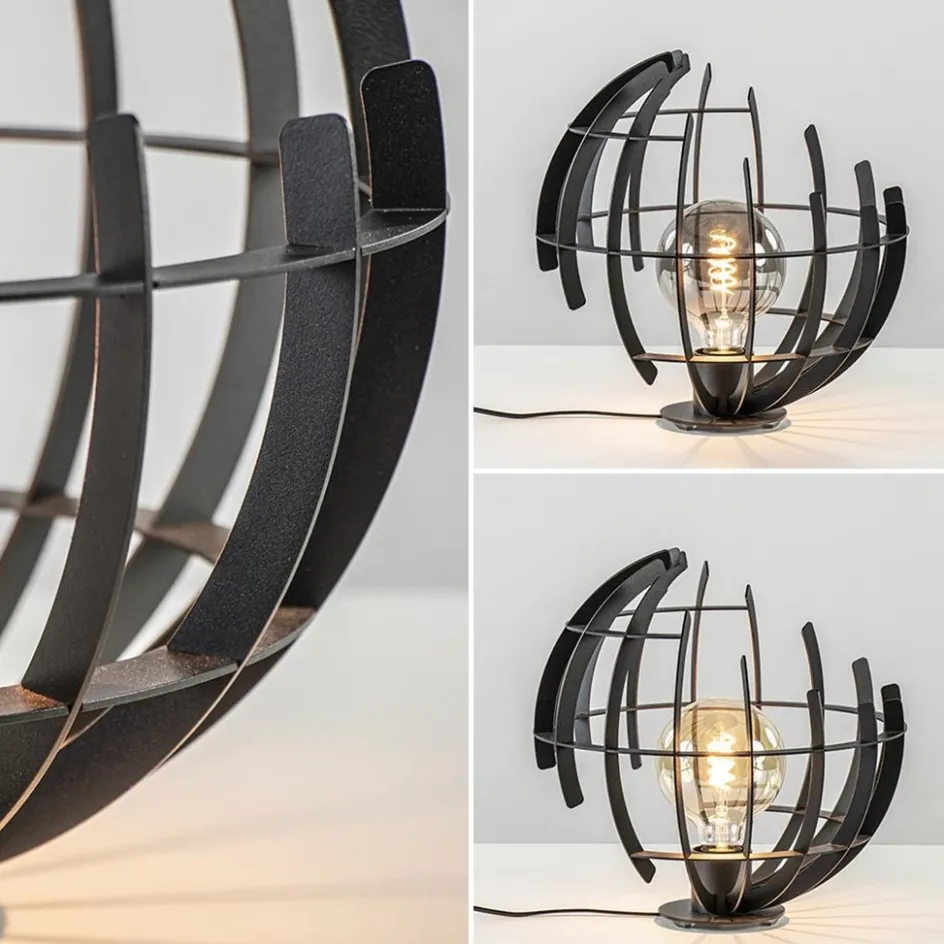 Ronde tafellamp Terra 35 cm zwart metaal>Straluma