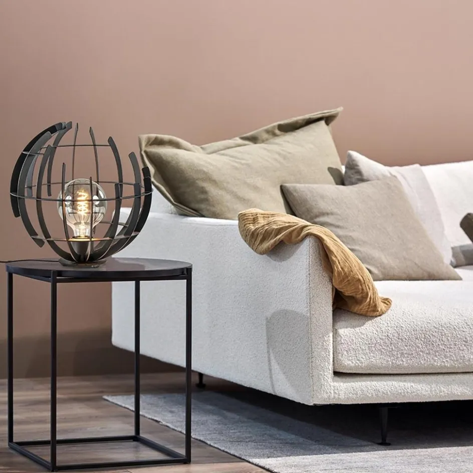 Ronde tafellamp Terra 35 cm zwart metaal>Straluma