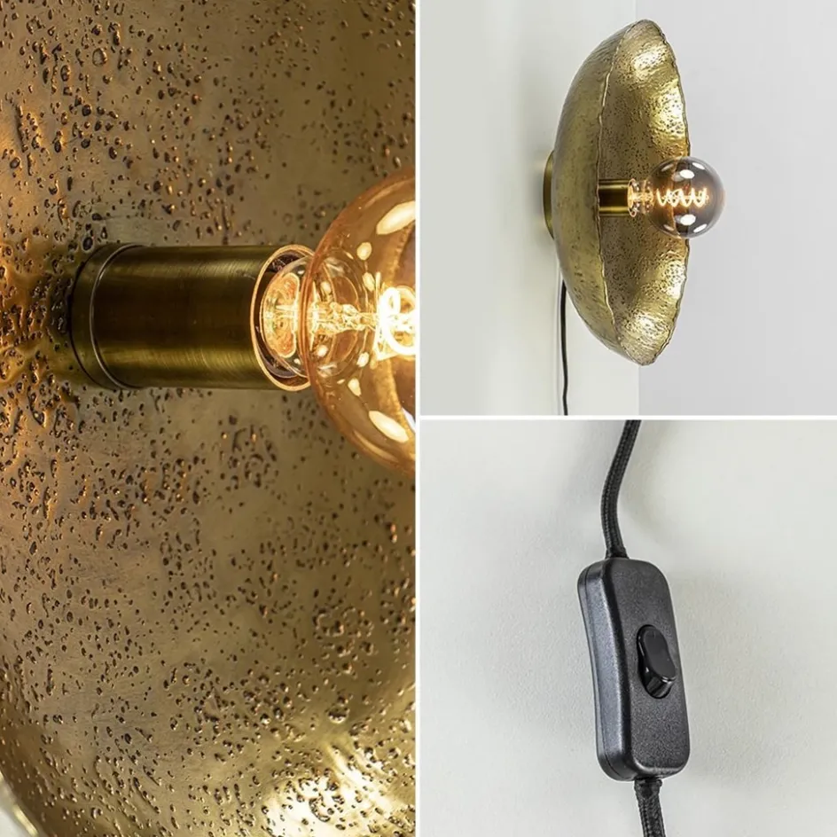 Ronde wandlamp Neva antiek brons met snoer>Straluma Sale