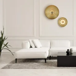 Ronde wand/plafondlamp gouden schaal><noscript><img width=