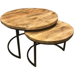 Salontafel set van 2 rond hout>Straluma Sale