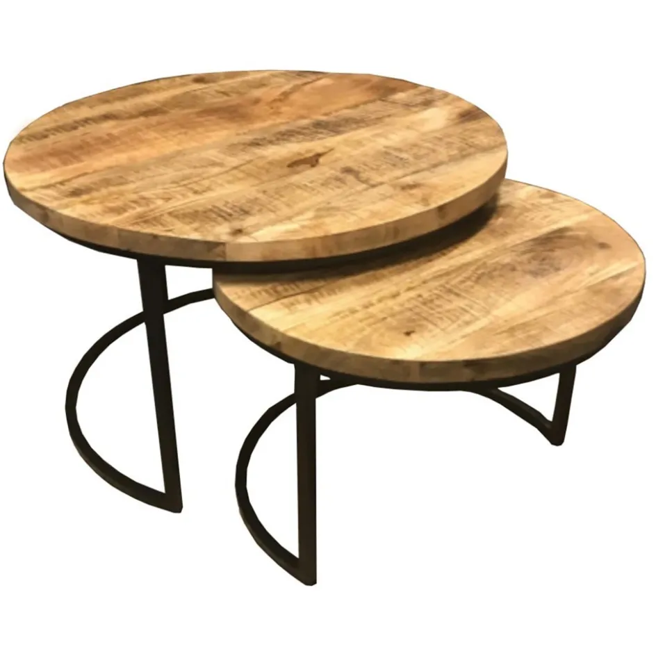 Salontafel set van 2 rond hout>Straluma Sale