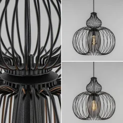 Scandinavische draad hanglamp mat zwart><noscript><img width=