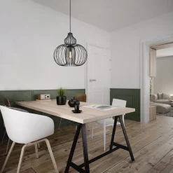 Scandinavische draad hanglamp mat zwart><noscript><img width=