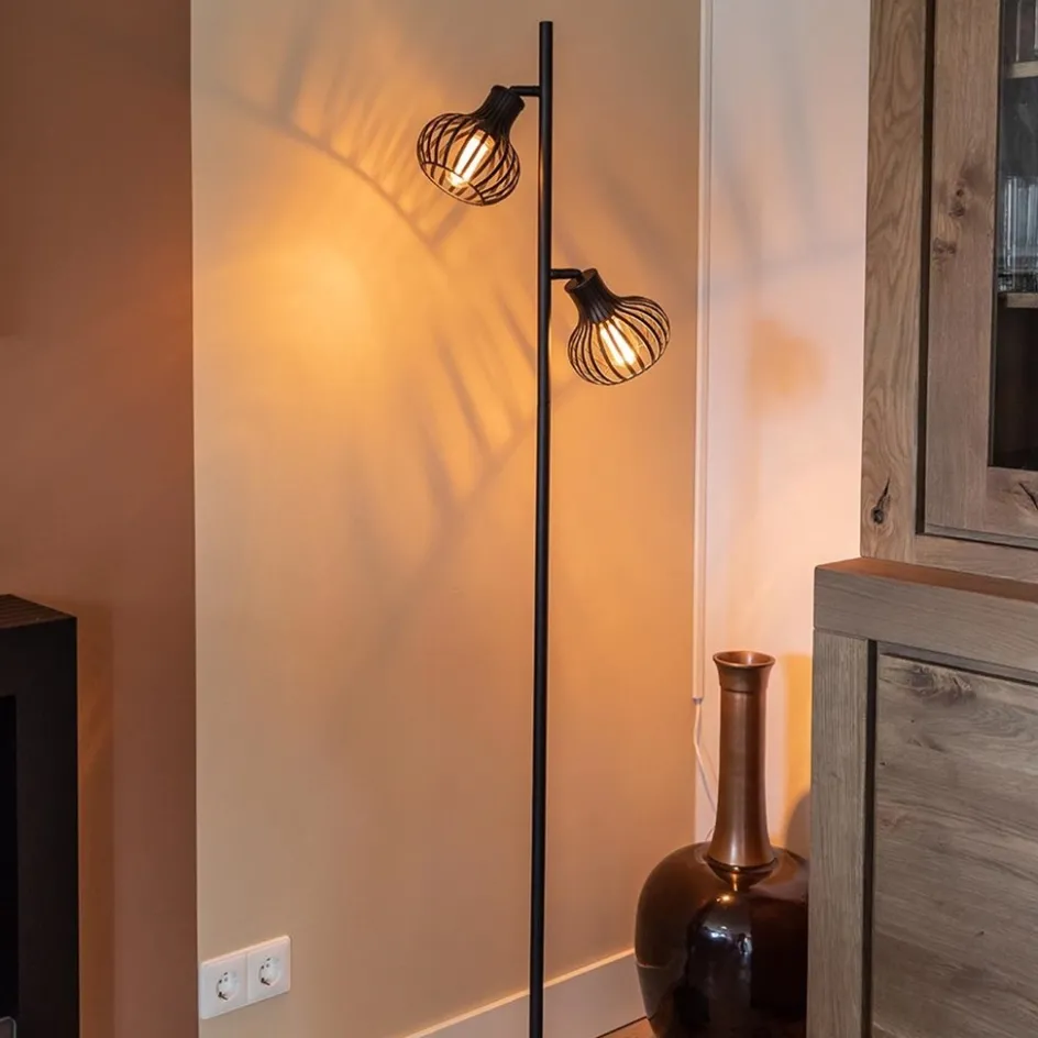 Scandinavische 2-lichts vloerlamp met draadkapjes>Straluma Clearance