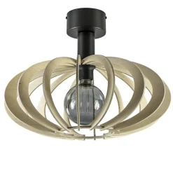 Scandinavische plafondlamp mat zwart met houten kap>Straluma Hot