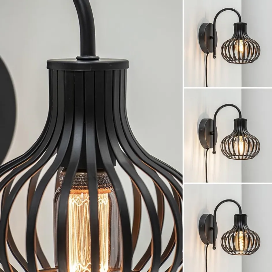 Scandinavische wandlamp mat zwart met snoer>Straluma Discount