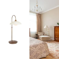 Sfeervolle tafellamp brons met creme glas klassiek></noscript>Straluma Online
