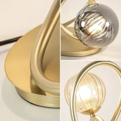 Sierlijke tafellamp goud met amber en smoke glas></noscript>Straluma Clearance