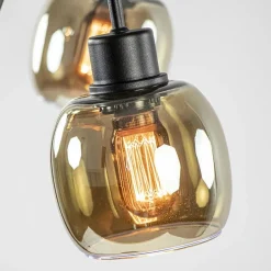 Sierlijke vloerlamp mat zwart met smoke glazen kappen></noscript>Straluma New