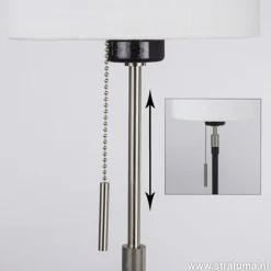 Smalle vloerlamp zwart-staal linnen kap></noscript>Straluma Sale