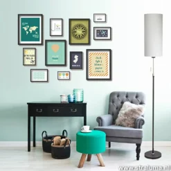 Smalle vloerlamp zwart-staal linnen kap></noscript>Straluma Sale