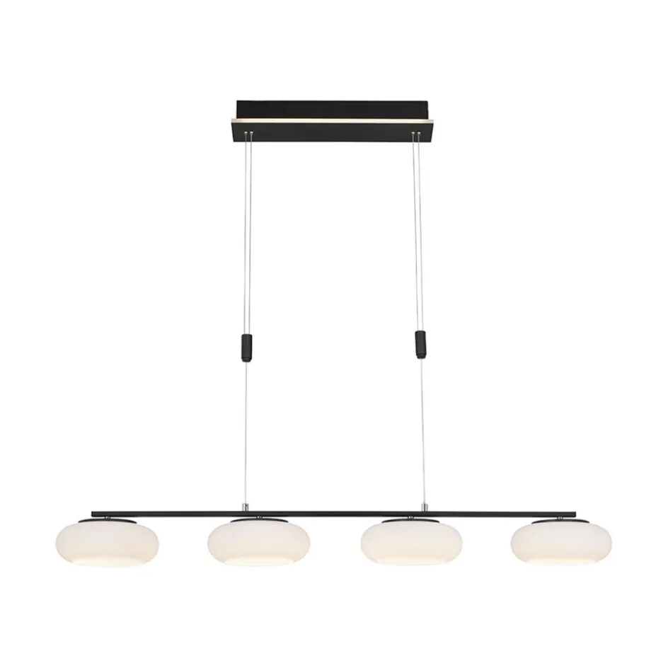 Smart eettafelhanglamp mat zwart met opaal glas>Straluma