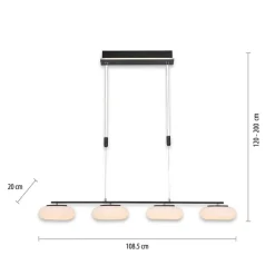 Smart eettafelhanglamp mat zwart met opaal glas><noscript><img width=