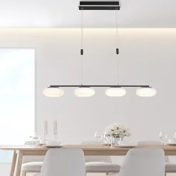 Smart eettafelhanglamp mat zwart met opaal glas><noscript><img width=