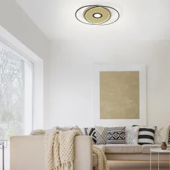 Smart plafondlamp goud met zwart dimbaar><noscript><img width=