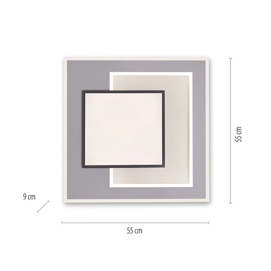 Smart plafondlamp zwart met grijs vierkant>Straluma Clearance