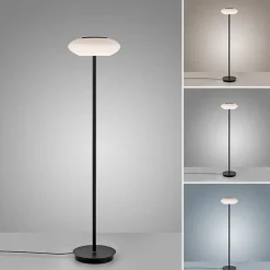 Smart vloerlamp zwart met wit glas dimbaar>Straluma Online