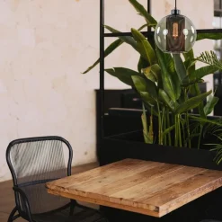 Smoke glazen hanglamp bol met zwarte gaas cilinder><noscript><img width=