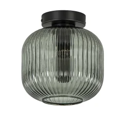 Smoke glazen plafondlamp met zwarte bevestiging>Straluma Best