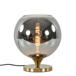 Smoke glazen tafellamp met gouden voet>Straluma New