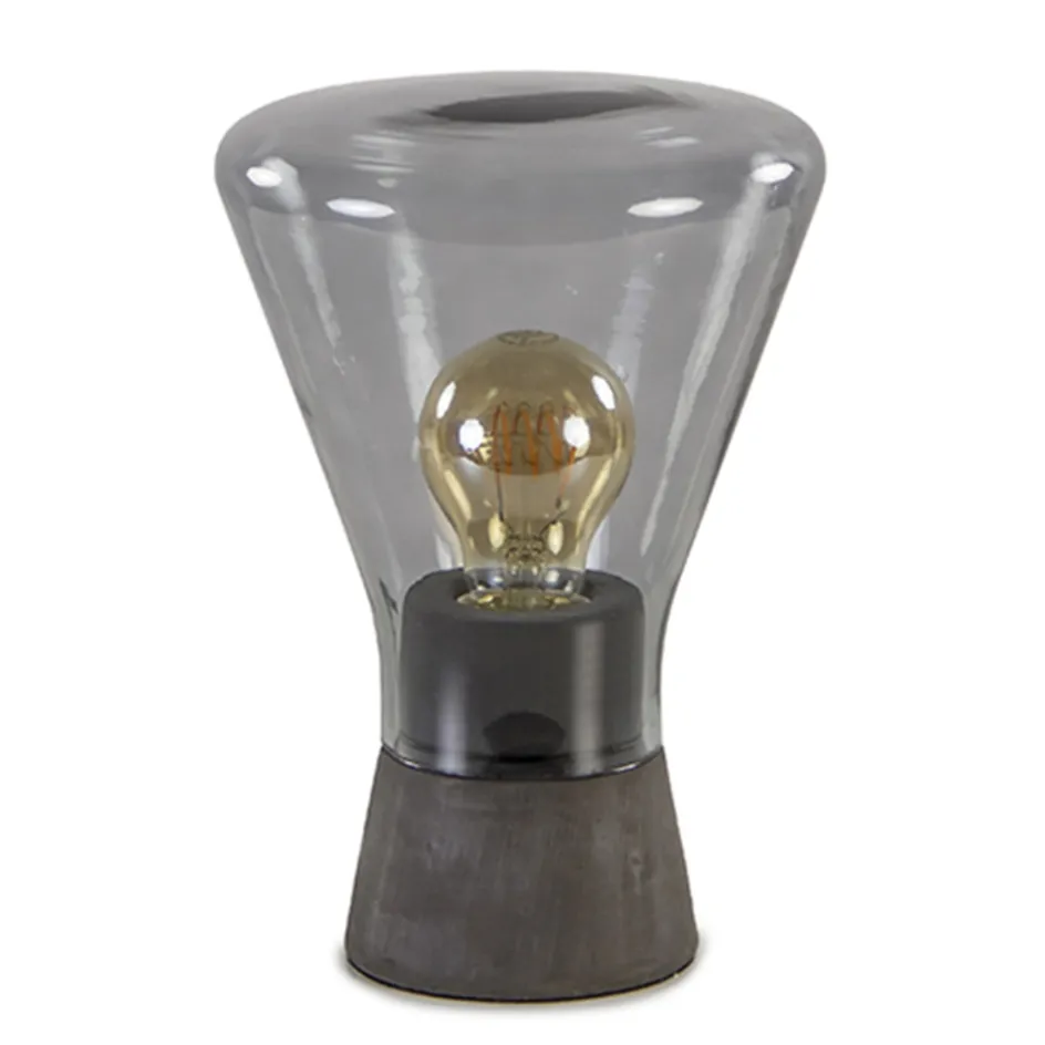 Smoke glazen tafellamp met betonnen voet>Straluma New