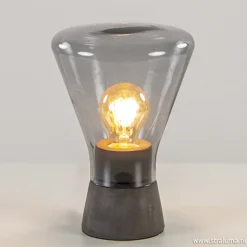 Smoke glazen tafellamp met betonnen voet>Straluma New