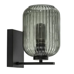 Smoke glazen wandlamp met zwarte bevestiging>Straluma New