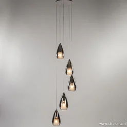 Smokey glazen vide-hanglamp chroom>Straluma Online