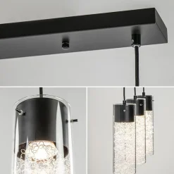 Speelse hanglamp zwart met helder glas 3-lichts></noscript>Straluma Clearance