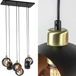 Speelse 6-lichts hanglamp zwart met goud>Straluma Online