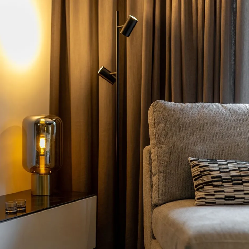 Staande Burgos spot dubbel zwart 3-step>Straluma Hot