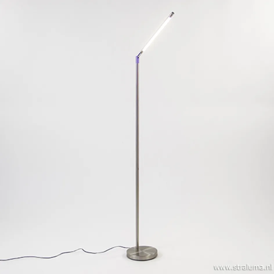 Staande leeslamp nikkel met dimmer>Straluma Online