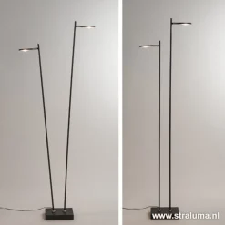 Staande 2-lichts leeslamp zwart 2xpushdimmer>Straluma Sale