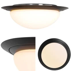 3-Standen dimbare LED plafondlamp zwart met wit glas IP44></noscript>Straluma