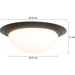 3-Standen dimbare LED plafondlamp zwart met wit glas IP44></noscript>Straluma