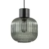 Stijlvolle hanglamp smoke glas geribbeld met zwart>Straluma Hot