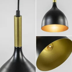 Stijlvolle kleine hanglamp zwart met goud><noscript><img width=