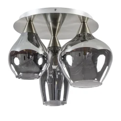 Stijlvolle plafondlamp nikkel mat met smoke glas>Straluma New