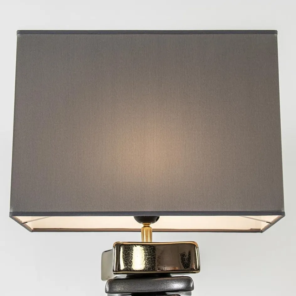 Stijlvolle tafellamp grijs/goud inclusief kap>Straluma Outlet