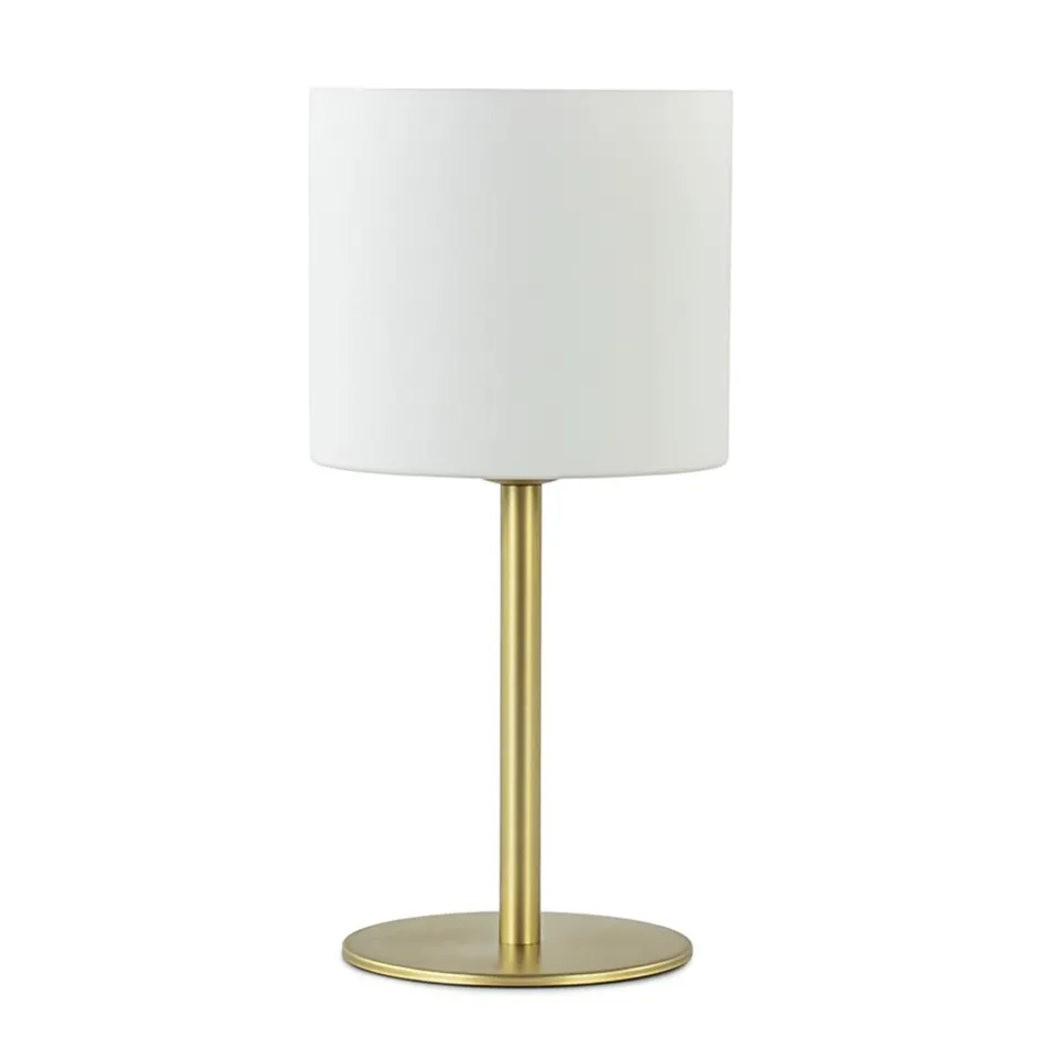 Stijlvolle tafellamp mat goud met wit glas>Straluma Outlet