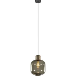 Stijvolle hanglamp smoke glas met bronzen fitting>Straluma Hot