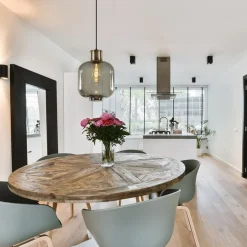 Stijvolle hanglamp smoke glas met bronzen fitting><noscript><img width=