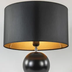 Stijvolle tafellamp keramiek zwart met kap zwart/goud><noscript><img width=