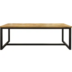 Stoere eettafel mangohout met visgraat en zwarte poot>Straluma Hot