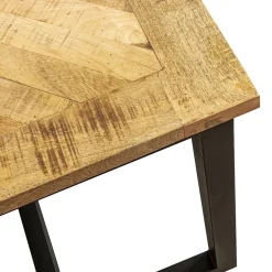 Stoere eettafel mangohout met visgraat en zwarte poot></noscript>Straluma Hot