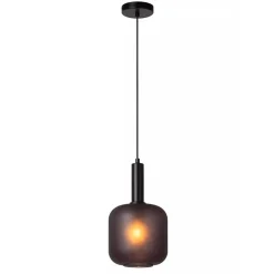 Stoere hanglamp zwart met mat zwart glas>Straluma Sale