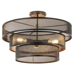 Stoere ronde plafondlamp mat zwart metaal 56 cm>Straluma Clearance