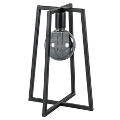 Stoere zwarte tafellamp frame>Straluma Online