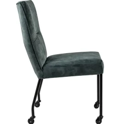 Stoffen eetkamerstoel met zwarte poot en wieltjes><noscript><img width=